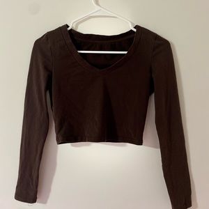Shein Long Sleeved V-Neck Crop Top